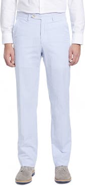 Berle Flat Front Stripe Cotton Seersucker Pants
