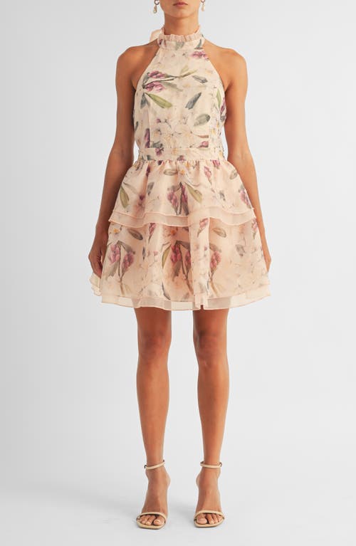AROSE STUDIO AROSE STUDIO DANNA FLORAL PRINT HALTER MINIDRESS
