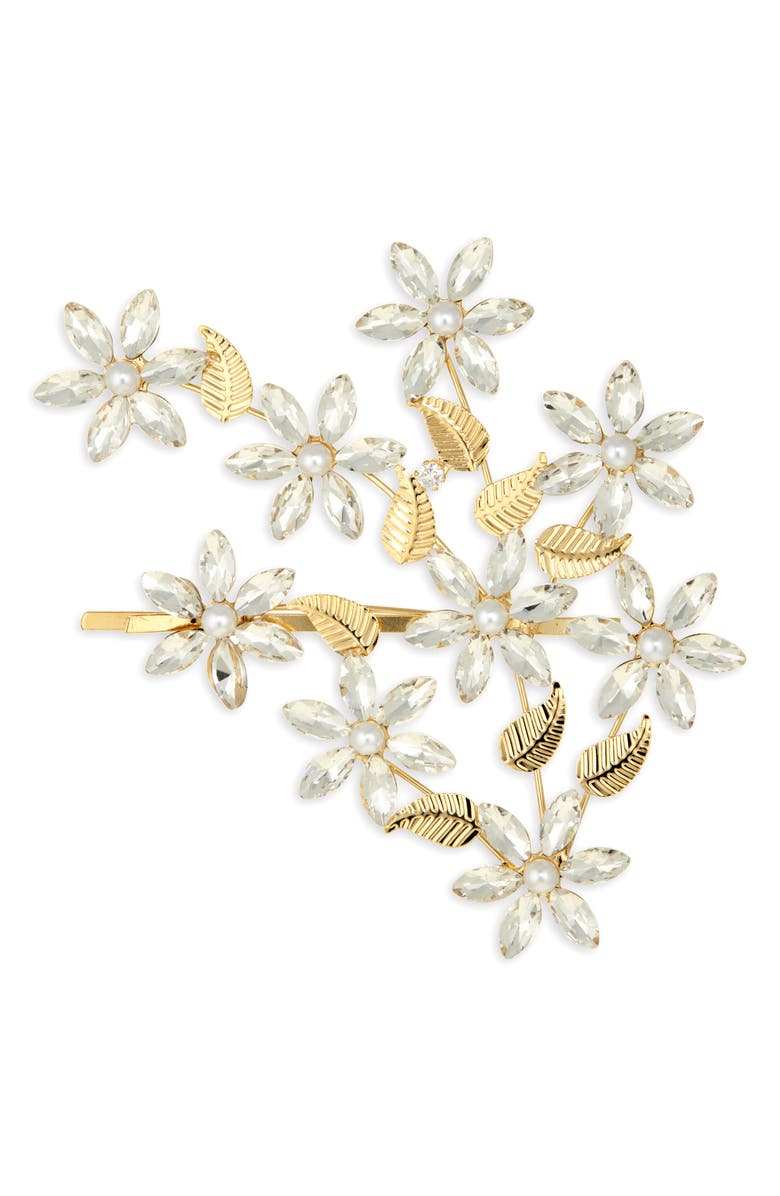Tasha Crystal Flower Bobby Pin, Main, color, 