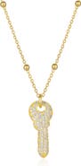 Spero London Key Pendant Necklace With Beaded Chain Sterling Silver
