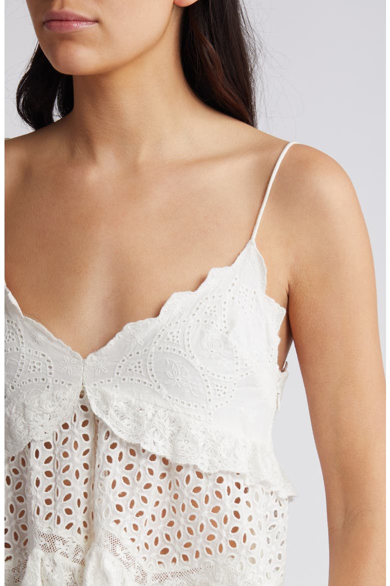 Senta Embroidered Eyelet Cotton Crop Peplum Top, Alternate, color, OFF WHITE