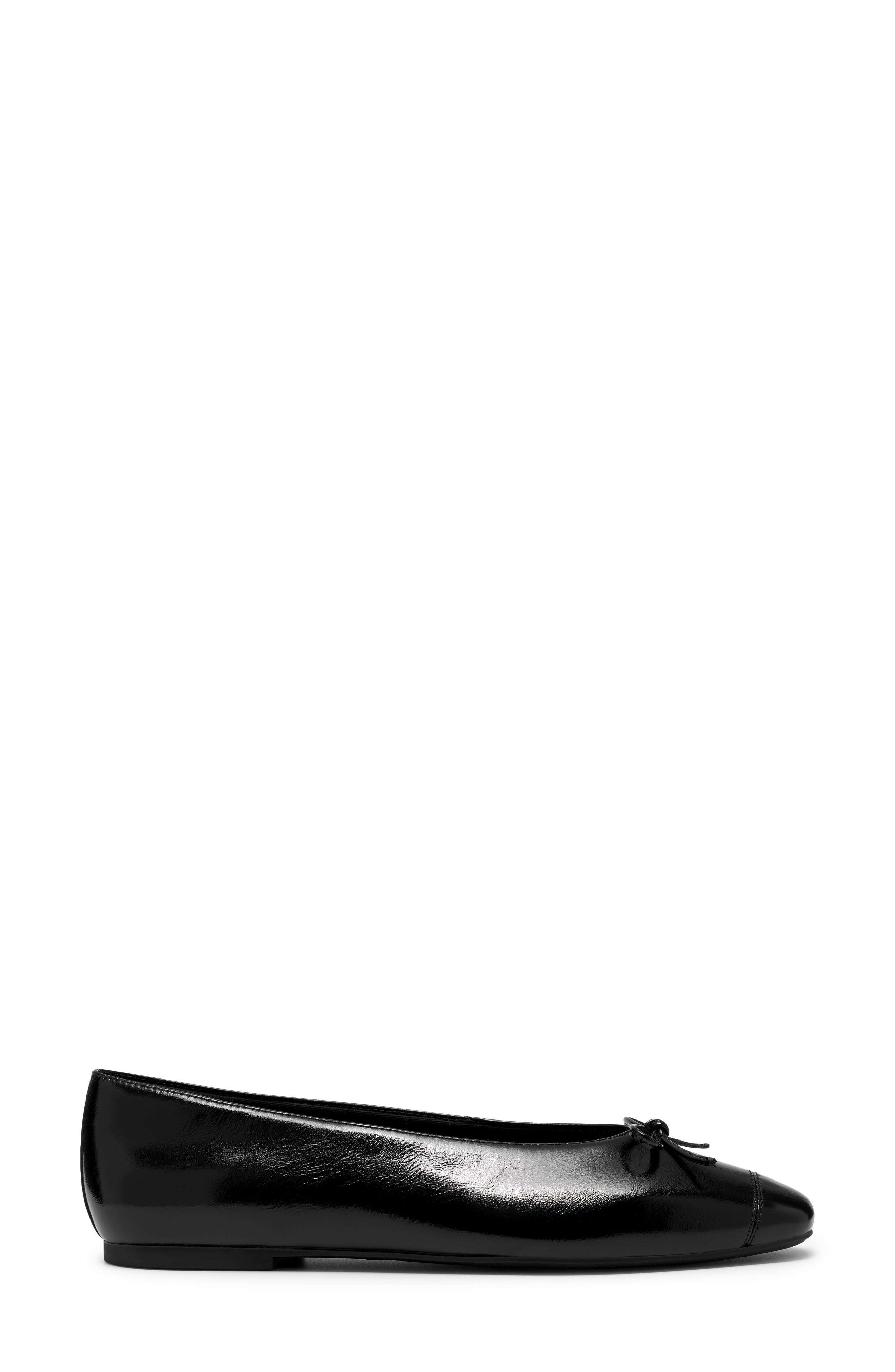 Befana Bow Leather Flat, Alternate, color, BLACK LEATHER