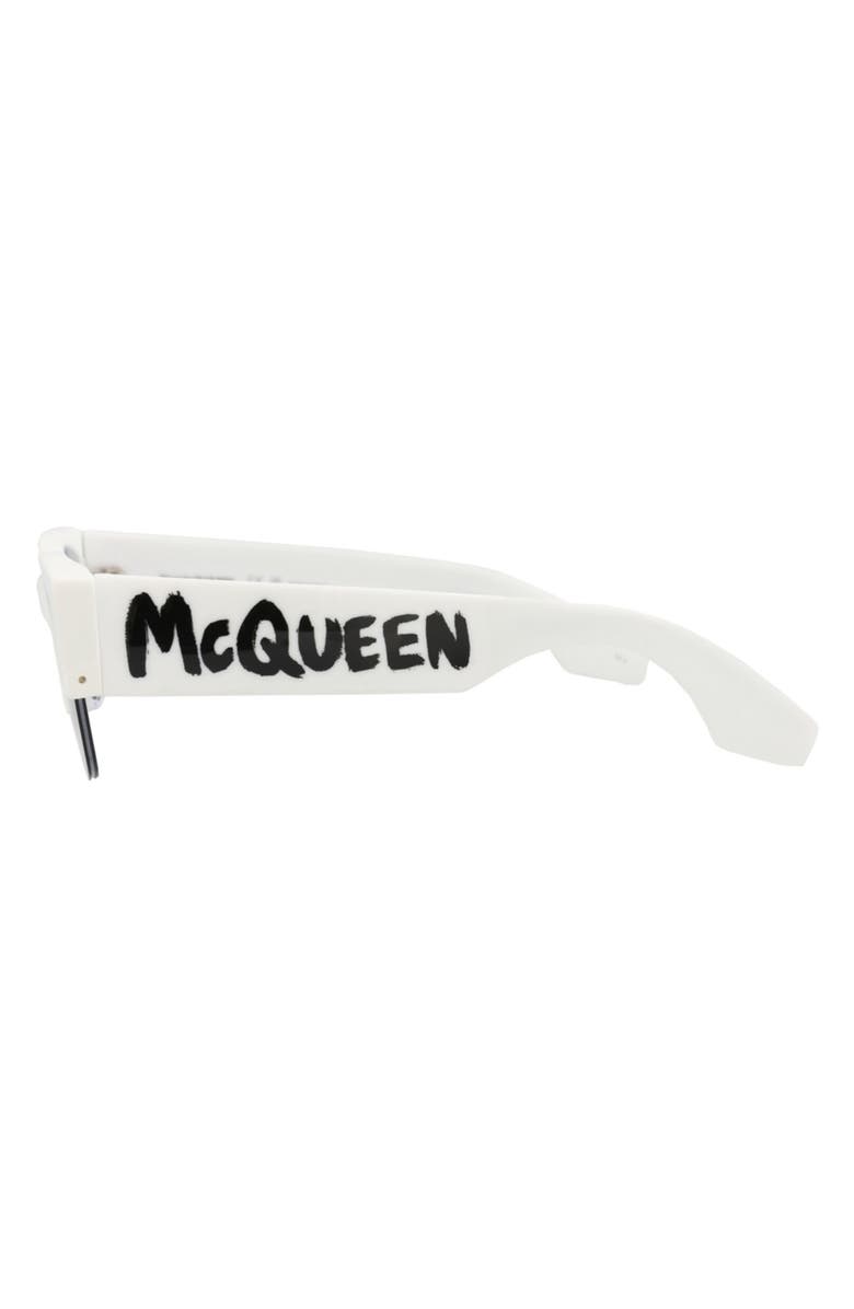 McQueen 54mm Half Rim Sunglasses, Alternate, color, White White Blue