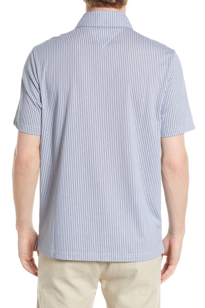 Men's Pico Geometric Print Cotton Blend Polo, Alternate, color, WHITE
