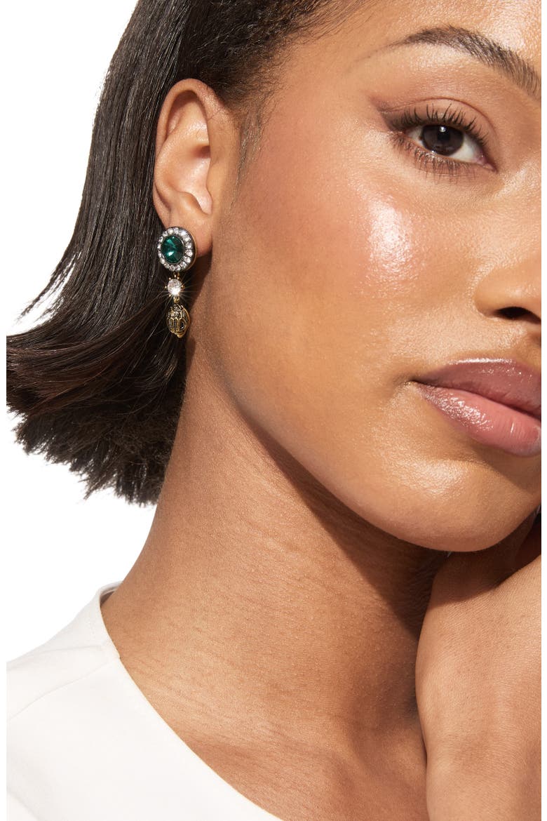 Octavia Eagle Drop Earrings, Alternate, color, GREEN