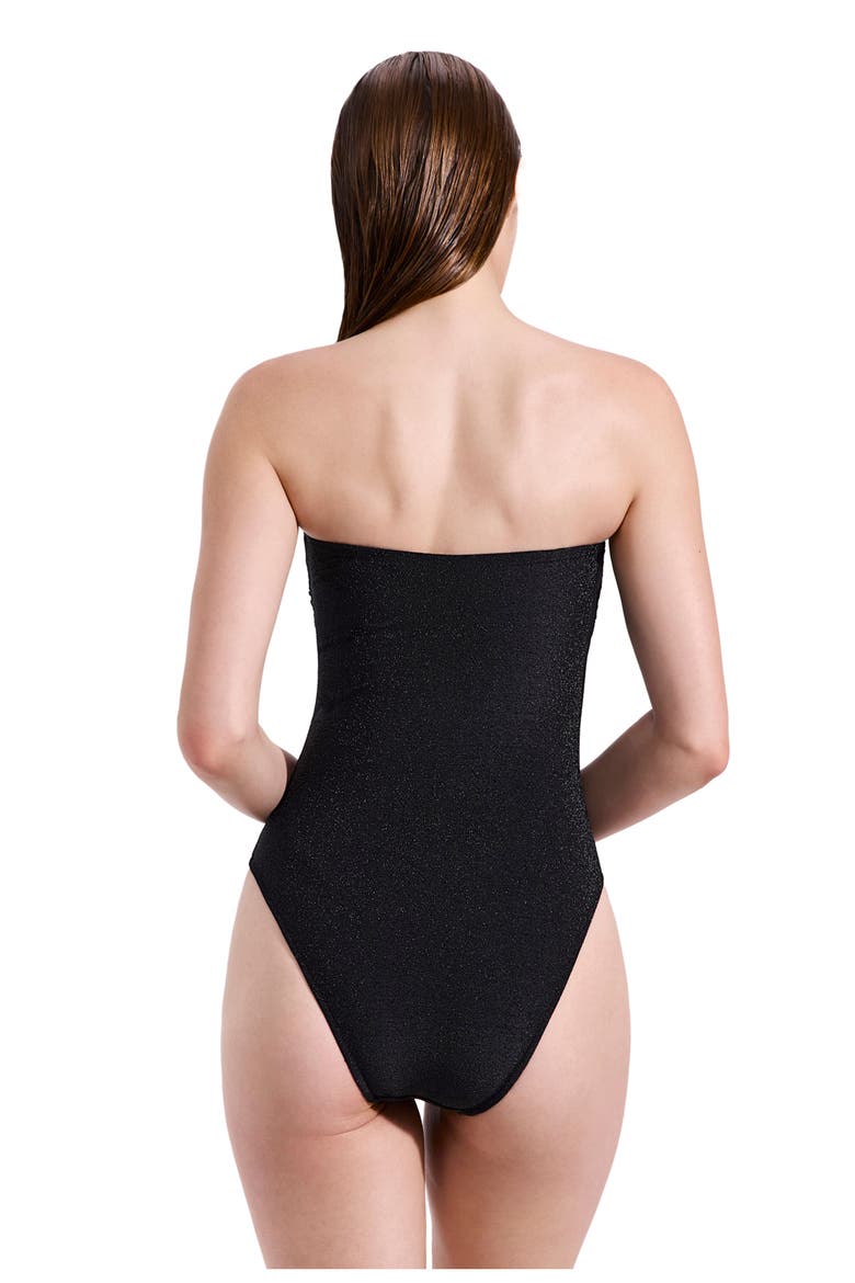 Luna Textured Shimmer Bandeau One Piece, Alternate, color, Black