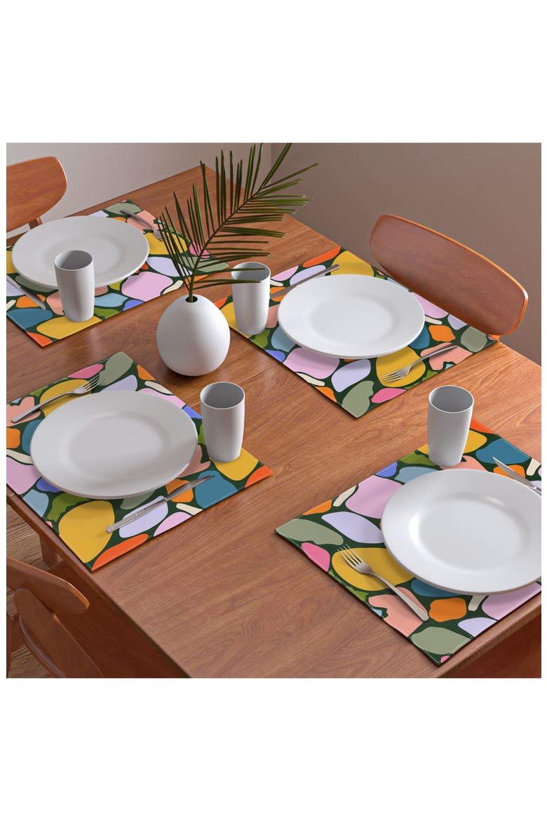 Garden Promenade on Black by Sewzinski Cotton Placemats, Alternate, color, MULTI