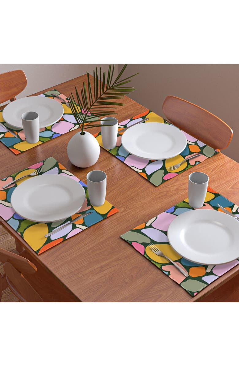 Deny Designs Garden Promenade on Black by Sewzinski Cotton Placemats, Alternate, color,