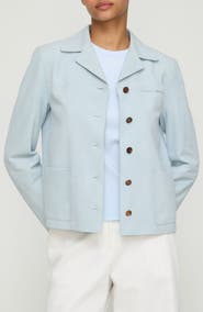 Lafayette 148 New York Patch Pocket Suede Shirt Jacket