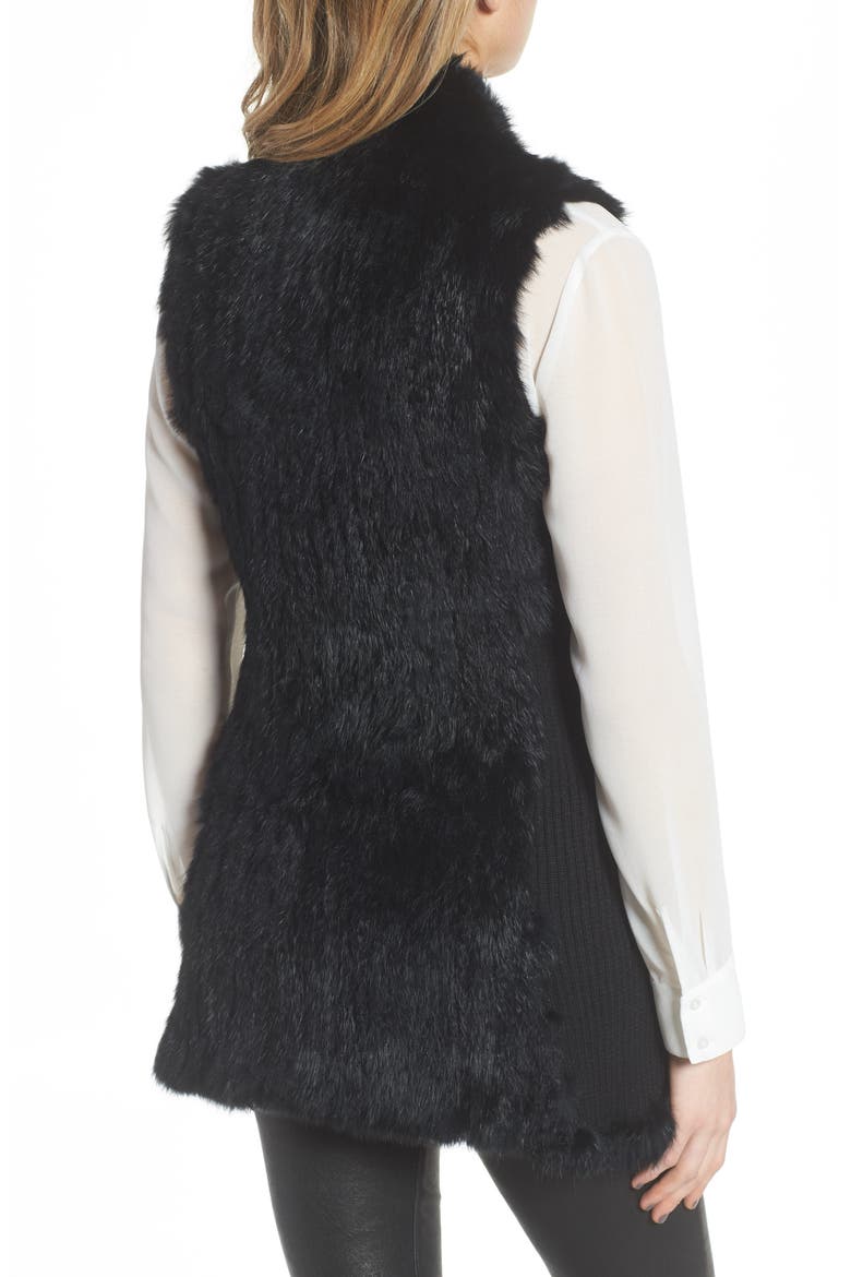 Genuine Rabbit Fur & Knit Vest (Nordstrom Exclusive), Alternate, color, BLACK