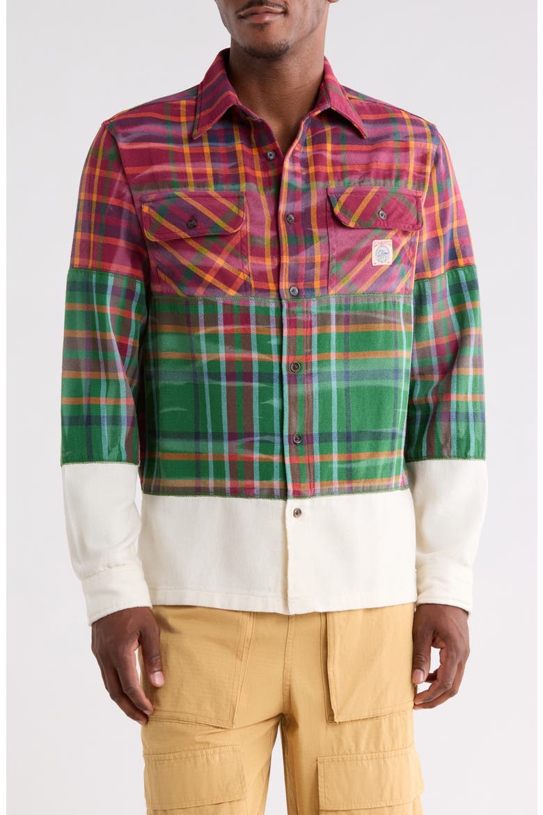 Plaid Cotton Button-Up Shirt, Main, color, RHODODENDRON