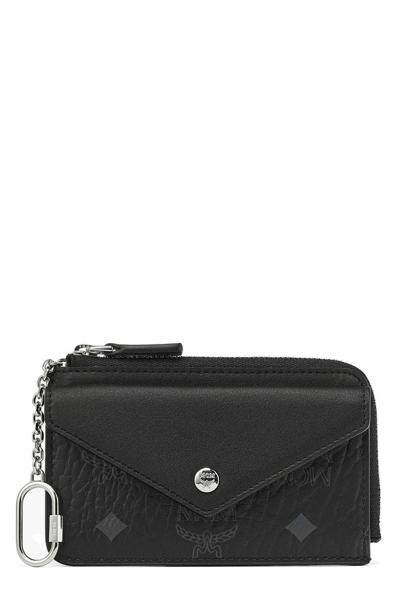 Mini Aren Visetos Coated Canvas Card Case, Main, color, BLACK