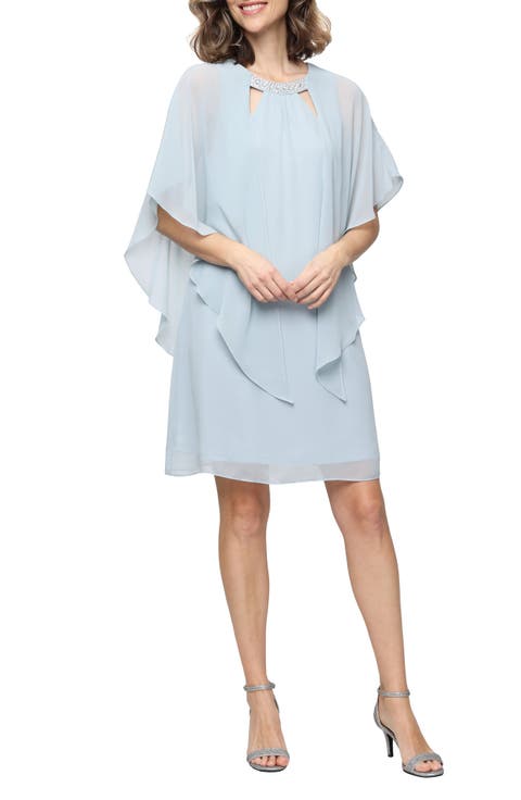 Jewel Chiffon Overlay Shift Dress