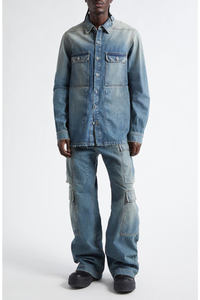 Distressed Straight Leg Cargo Jeans, Alternate, color, WASHED INDIGO