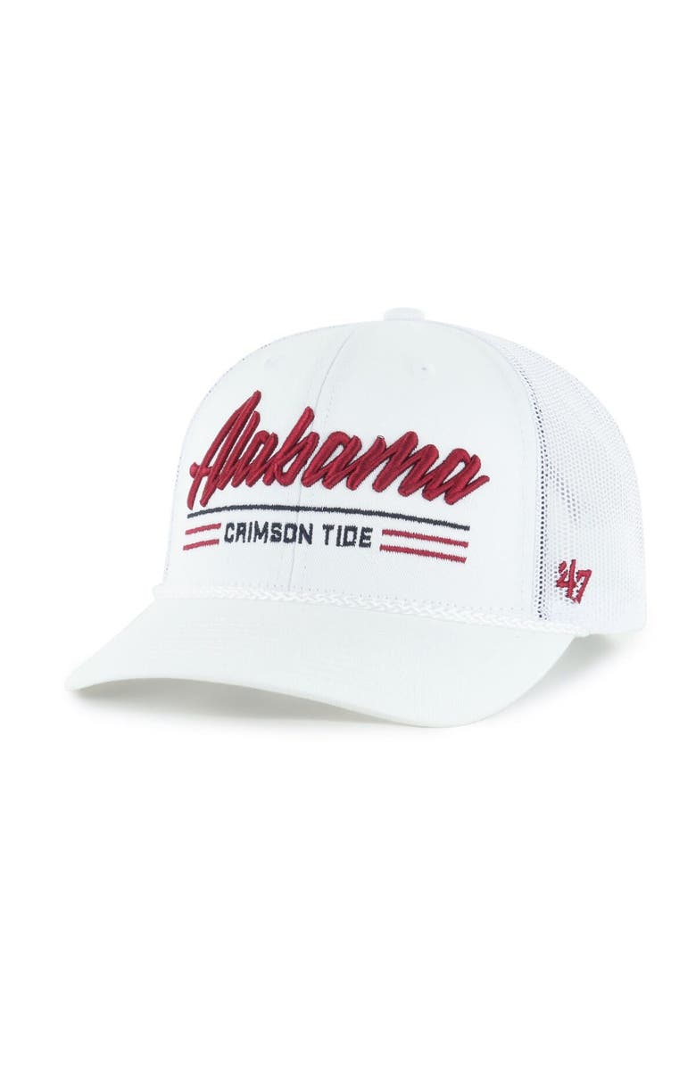 '47 Men's '47 White Alabama Crimson Tide Garner Rope Trucker Adjustable Hat, Main, color, White