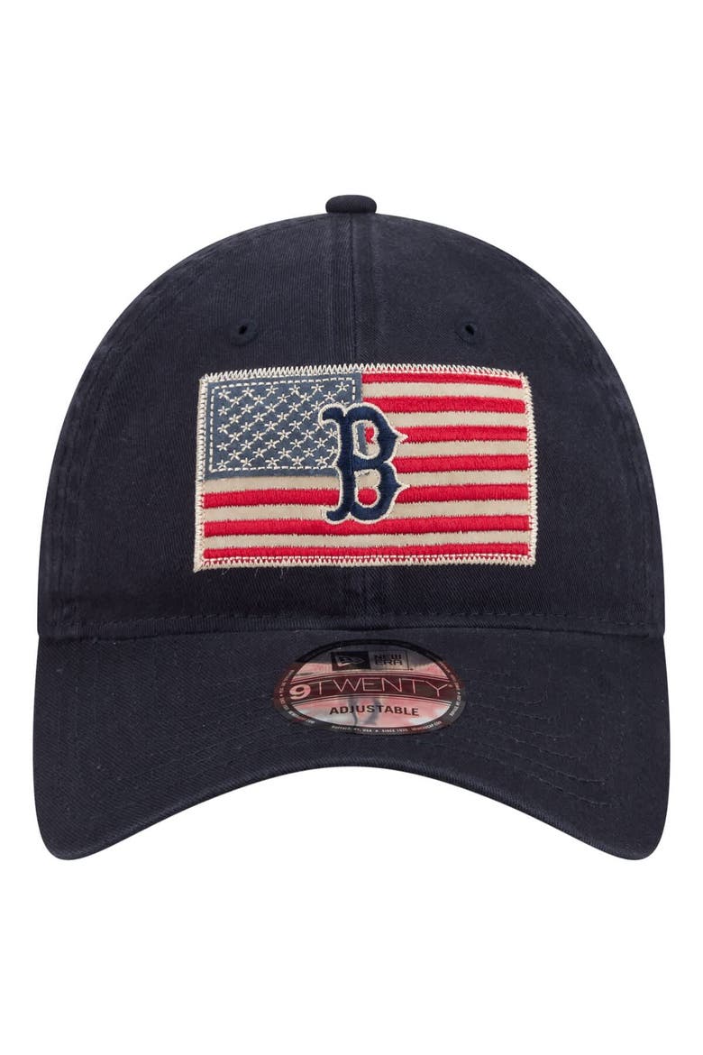 Men's New Era Navy Boston Red Sox Americana Flag 9TWENTY Adjustable Hat, Alternate, color, Navy
