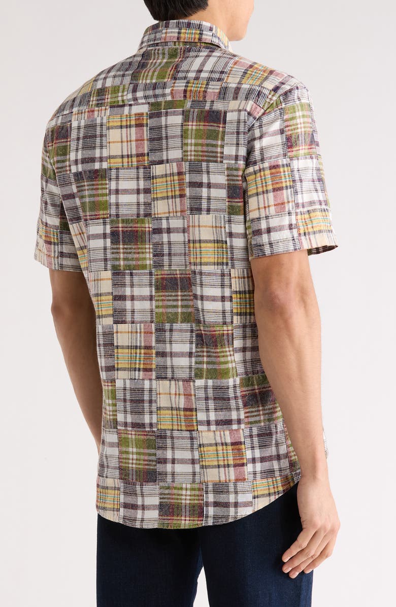 Vintage 1946 Patchwork Madras Short Sleeve Button-Down Shirt, Alternate, color, Navy Mix