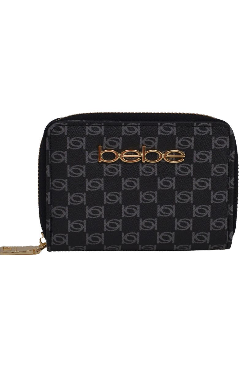 bebe Adela Monogram Crossbody Baguette with Wallet, Alternate, color, Black