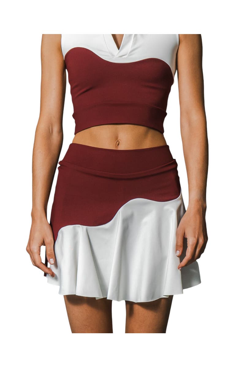 Port De Bras Wave Skirt, Alternate, color, Burgundy-Chantilly
