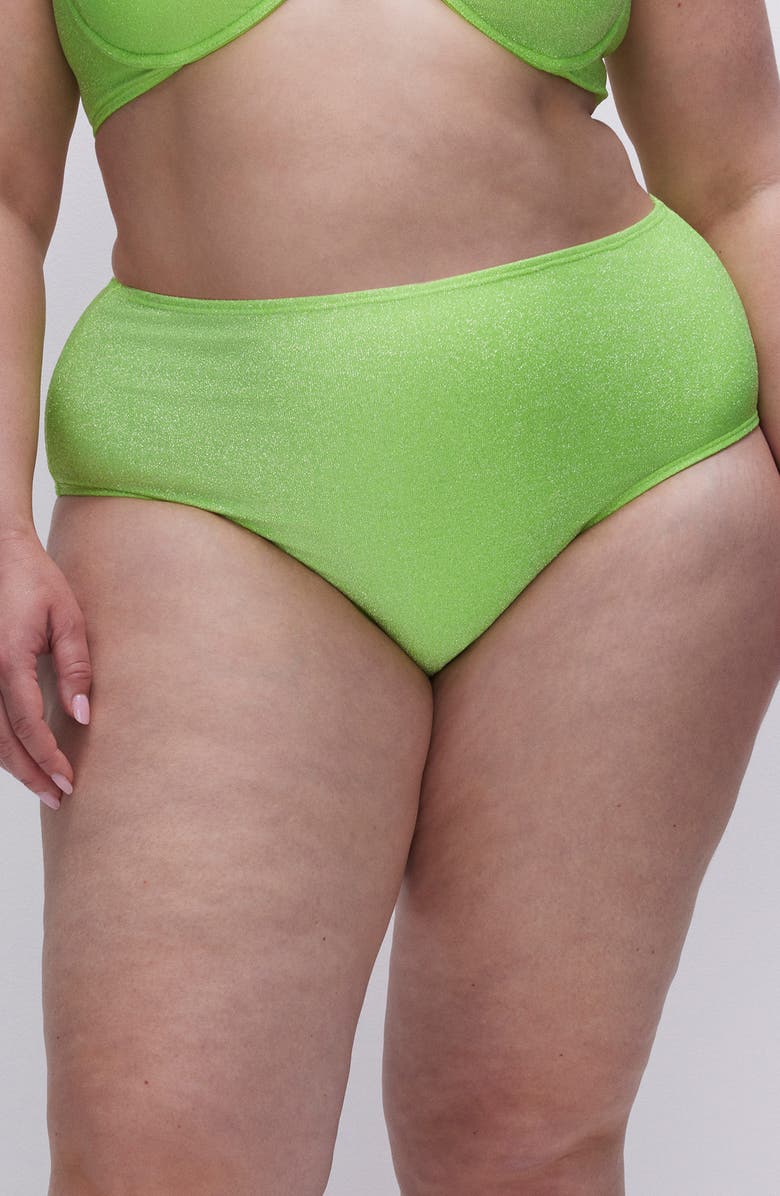 Good American Sparkle Metallic High Waist Bikini Bottoms, Alternate, color,