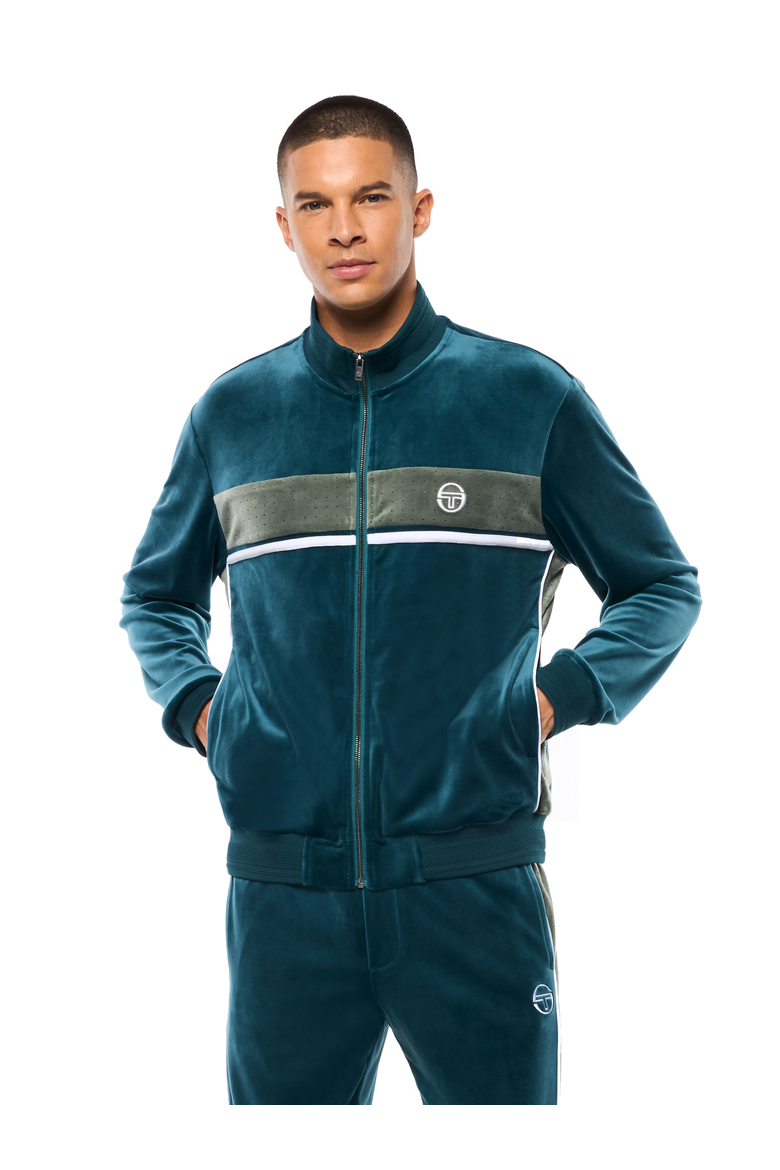 Forato Velour Track Jacket, Main, color, MEDITERRANEA