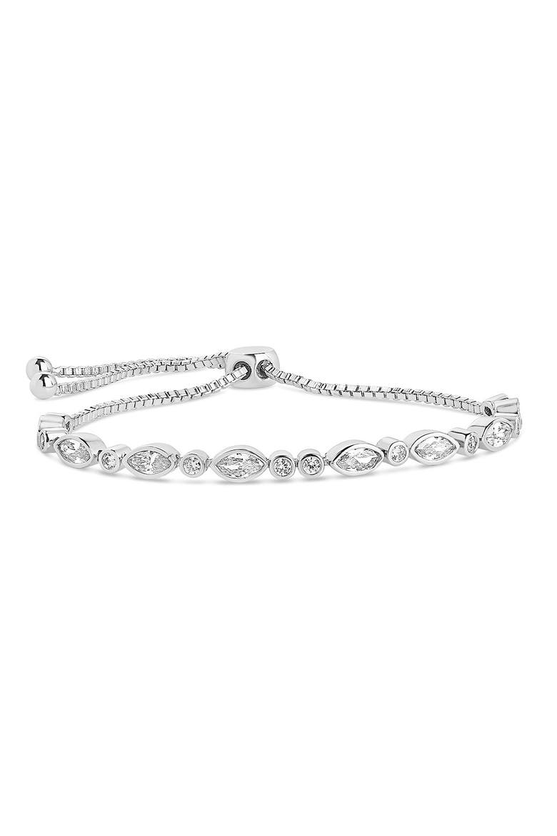 CZ Slider Bracelet, Main, color, SILVER