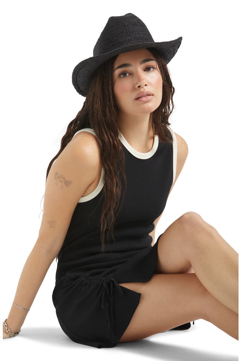 Odessa Packable Straw Cowboy Hat, Alternate, color, BLACK