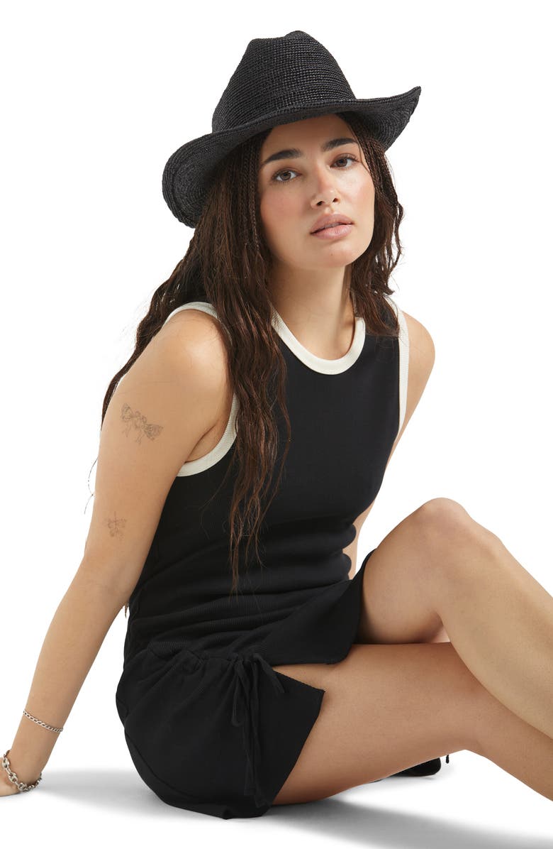 Brixton Odessa Packable Straw Cowboy Hat, Alternate, color, Black