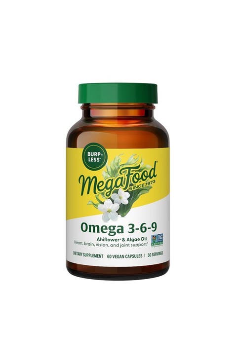 Vegan Omega 3 6 9, Burp-Less Supplement, 600 mg Plant-Based Omega 3 & 150 mg Dha Per Serving, 60 Liquid Capsules