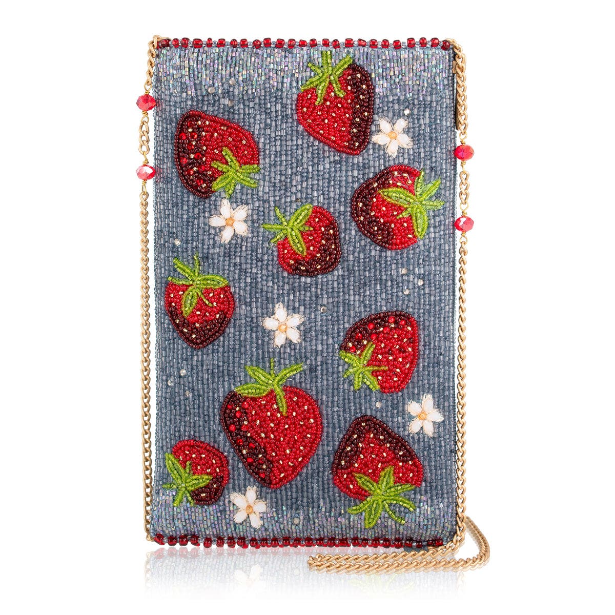 Mary Frances Accessories Strawberry Jam Crossbody Phone Bag, Main, color, Blue