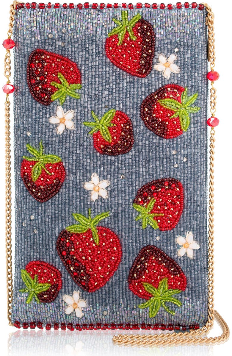 Mary Frances Accessories Strawberry Jam Crossbody Phone Bag, Main, color, Blue
