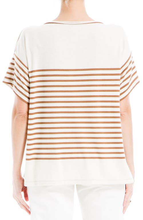 Max Studio Stripe Boatneck T-shirt In Multi