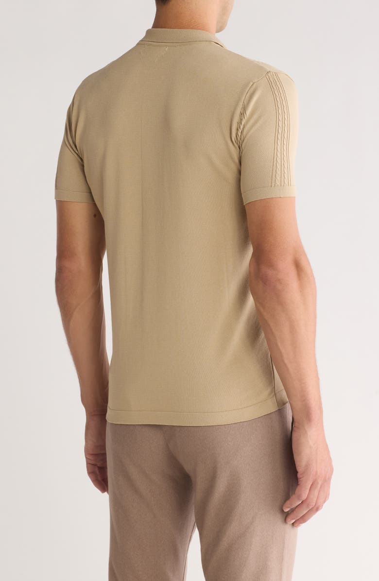 T.R. PREMIUM Knit Short Sleeve Button-Up Shirt, Alternate, color, Sand