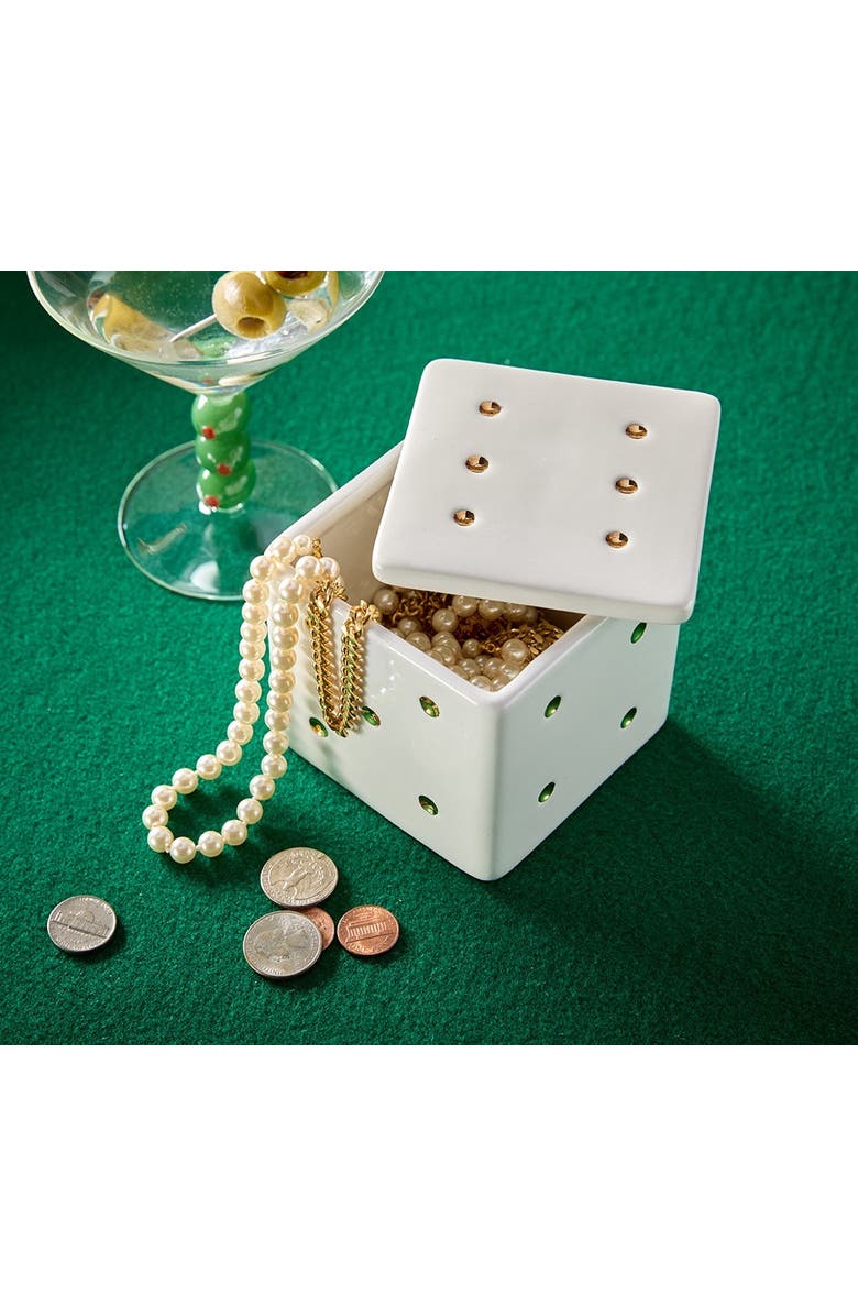 tag White Earthenware Dice Lidded Trinket Box 3.75 x 3.75 x 3.75 in, Alternate, color, White