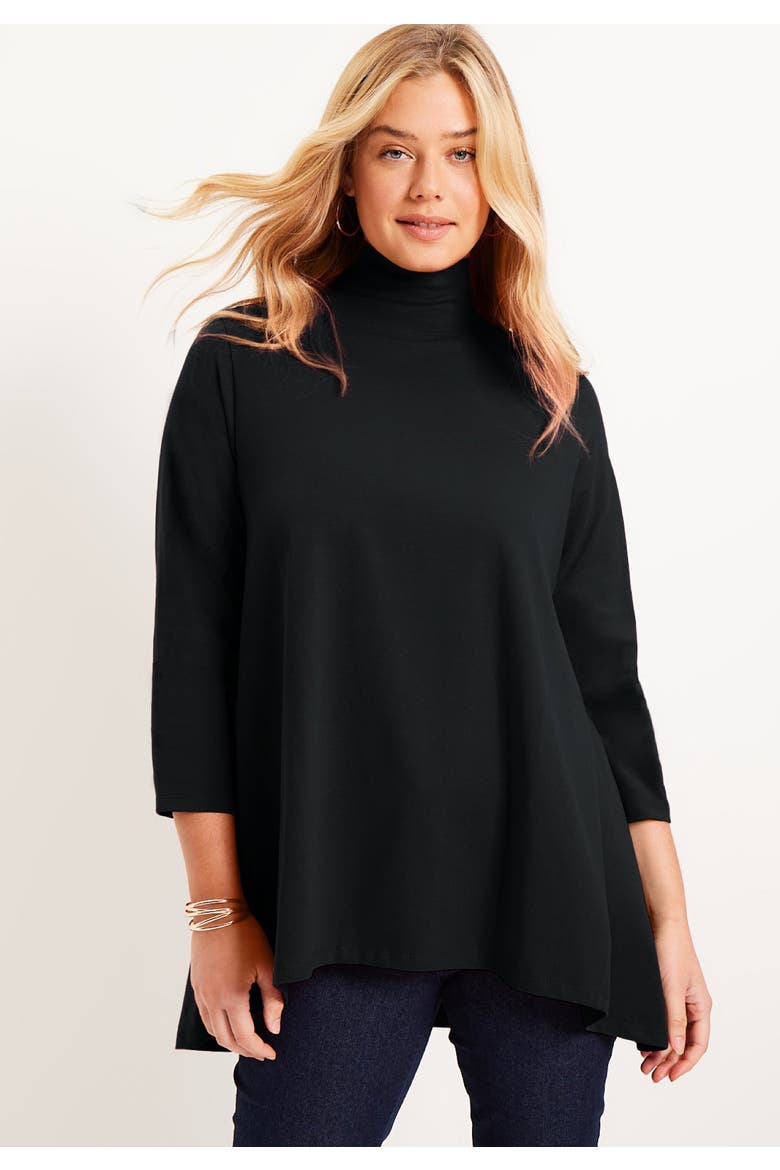 One+Only Mock Neck Tunic, Alternate, color, BLACK
