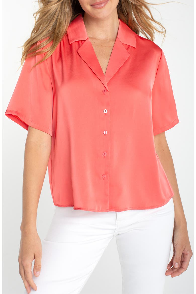 Camp Collar Button-Up Shirt, Main, color, SUNSET CORAL