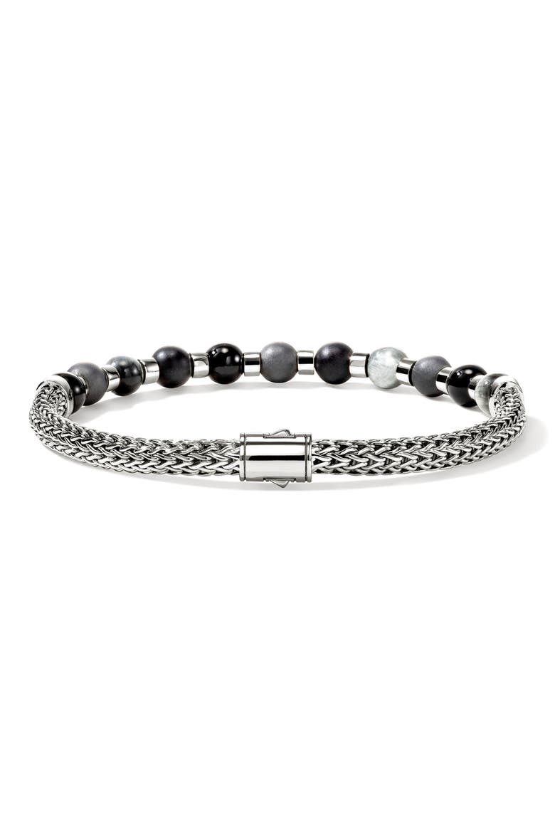 Beaded Chain Bracelet, Alternate, color, SILVER