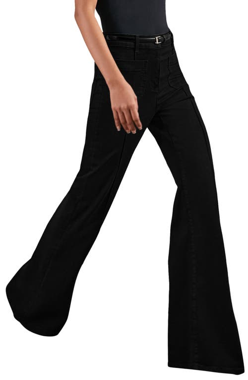 Reiss Sakura Pintuck Patch Pocket Wide Leg Jeans In Black