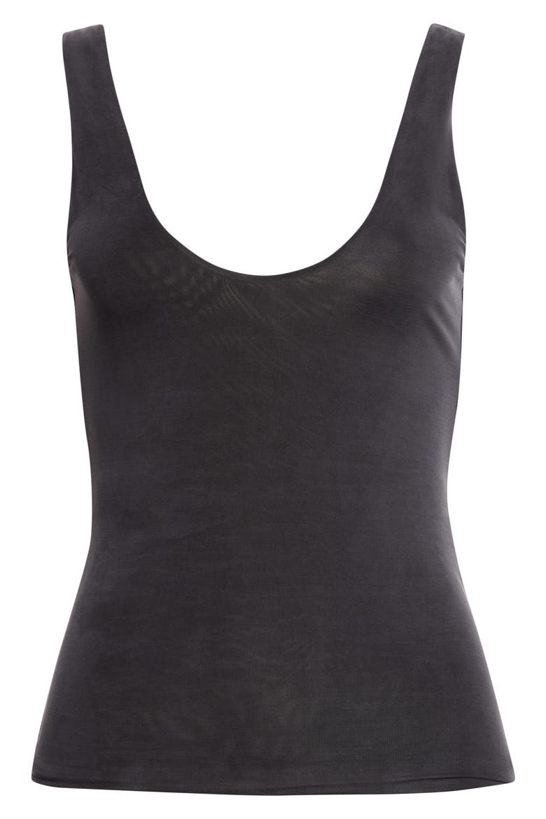 Cupro Jersey Low Scoop Top, Alternate, color, BLACK