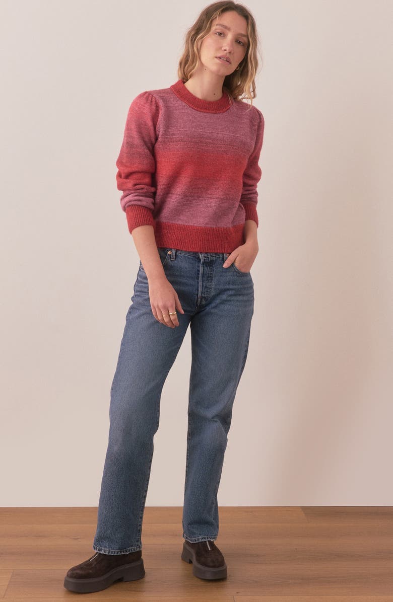 Marine Layer Ayla Ombré Stripe Puff Sleeve Sweater, Alternate, color, 