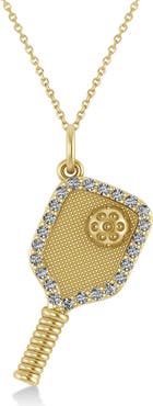 ALLUREZ Natural Diamond Pickleball Paddle Pendant Necklace 14k