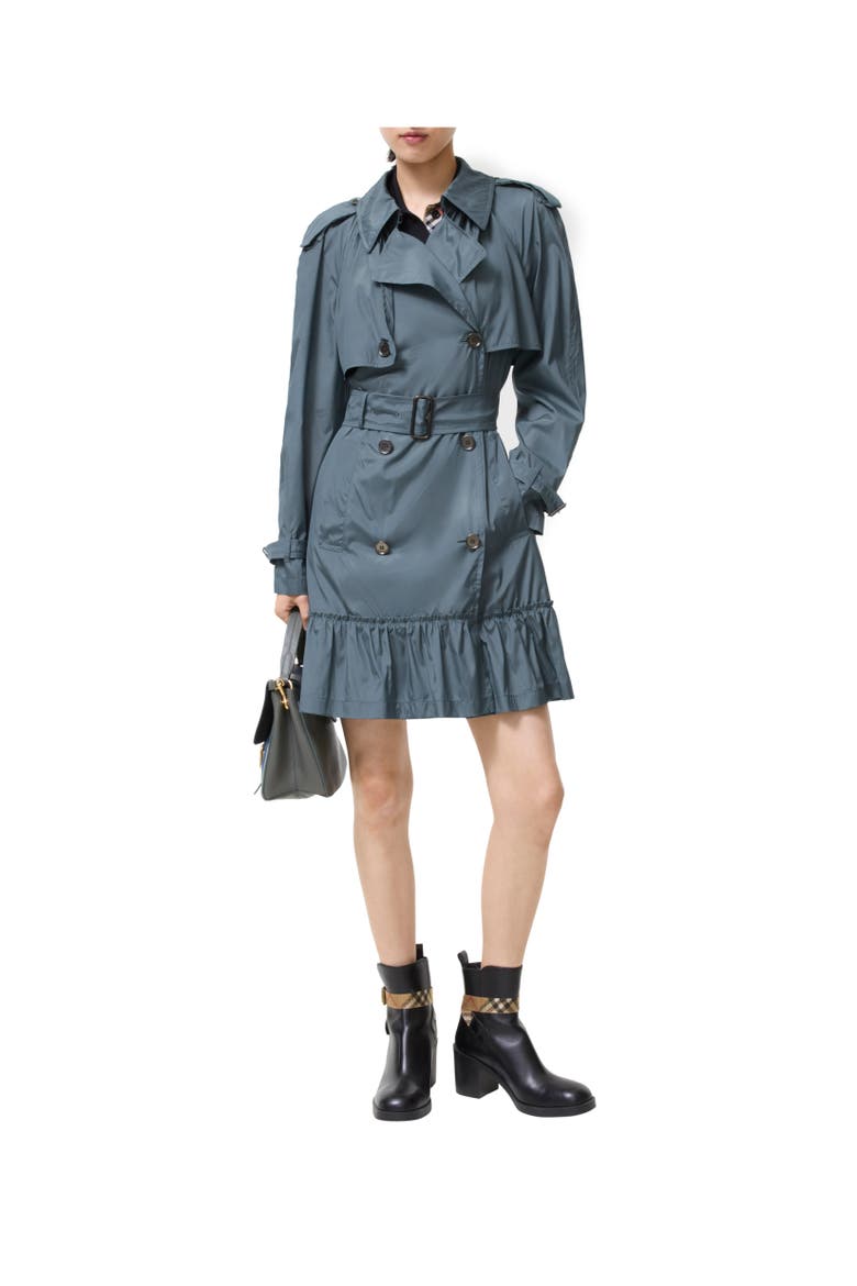 Short Silk Tillydrine Trench Coat, Alternate, color, Seafarer blue
