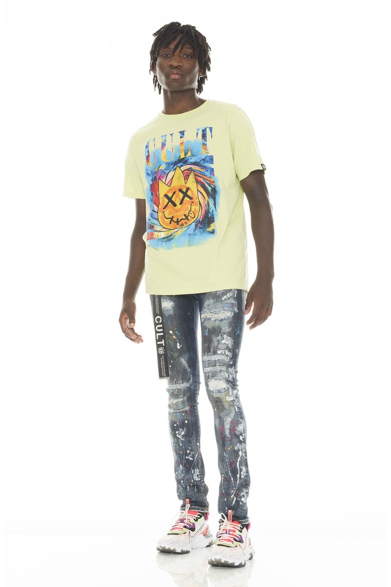 Punk Belted Distressed Super Skinny Jeans, Alternate, color, CHAOS