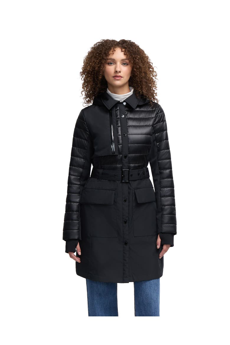 Opal Trench Coat with Quilted Accent, Main, color, Black