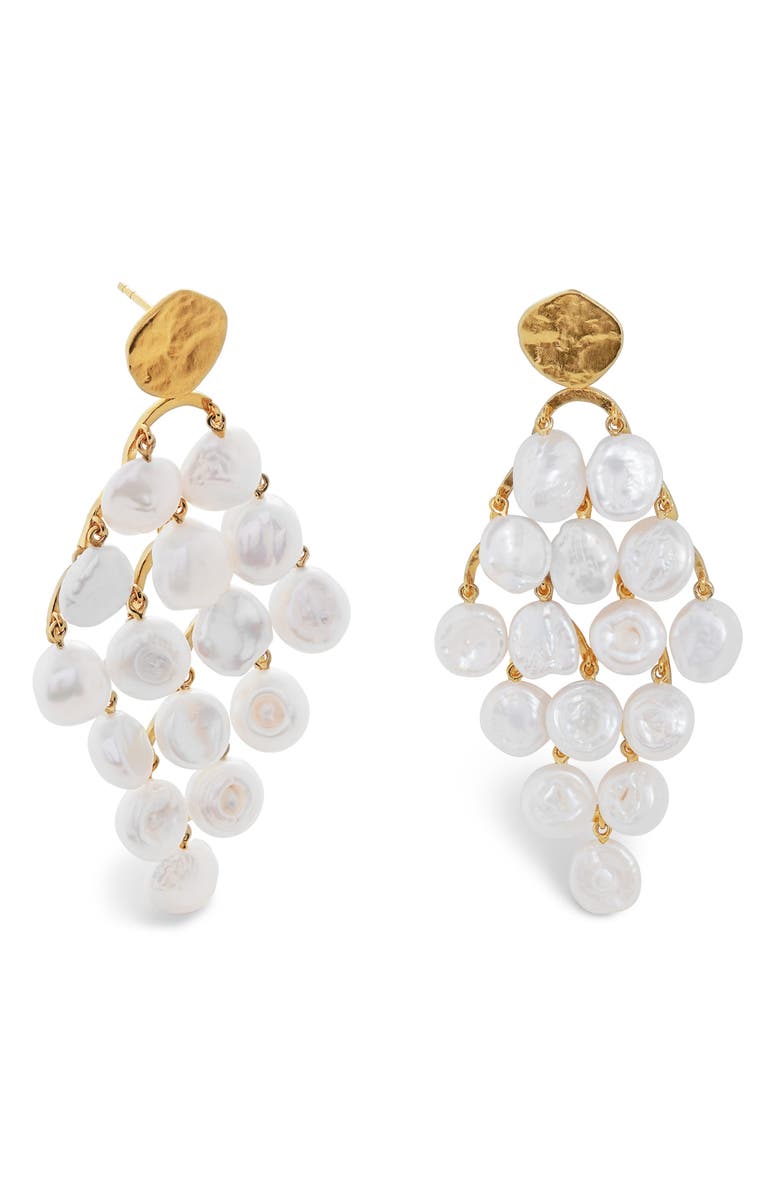 Monica Vinader Capri Keshi Pearl Cocktail Drop Earrings, Main, color, 18Ct Gold Vermeil / Pearl