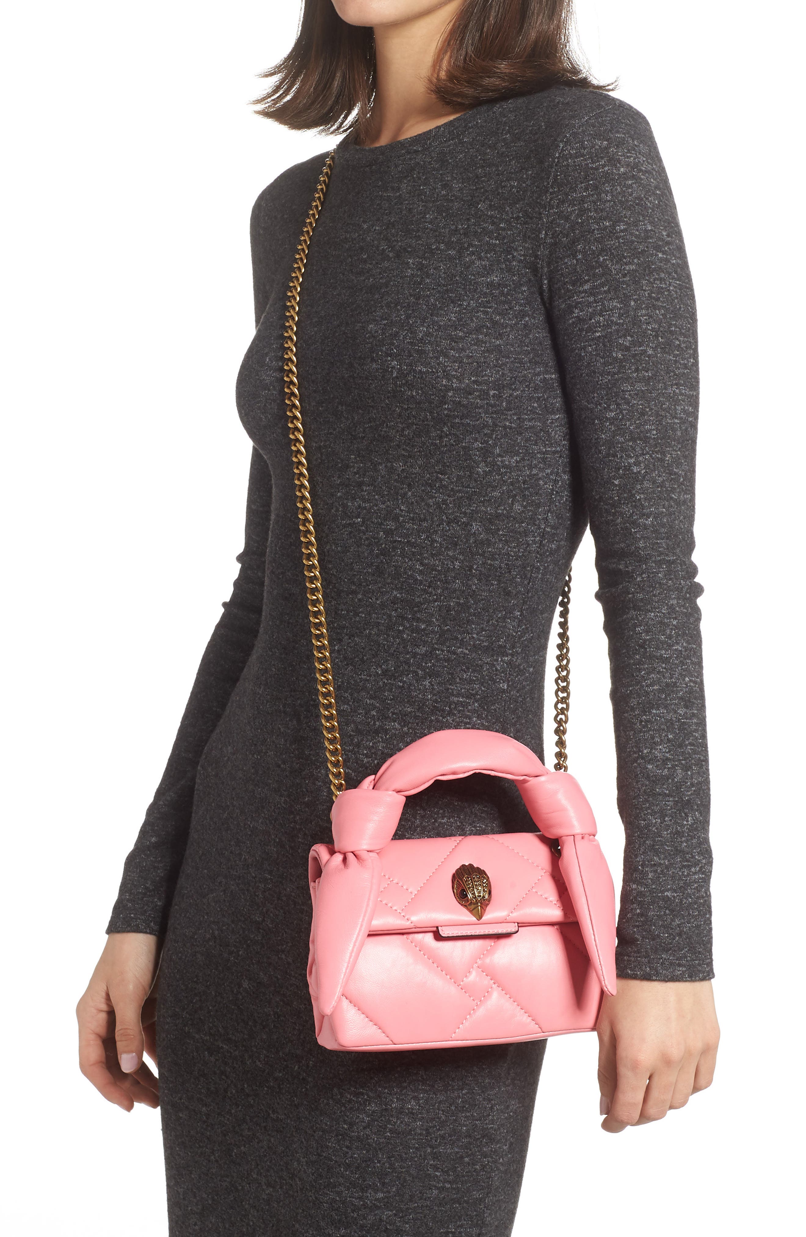 Kurt Geiger London Mini Kensington Knot Handle Quilted Leather Crossbody Bag, Alternate, color, 