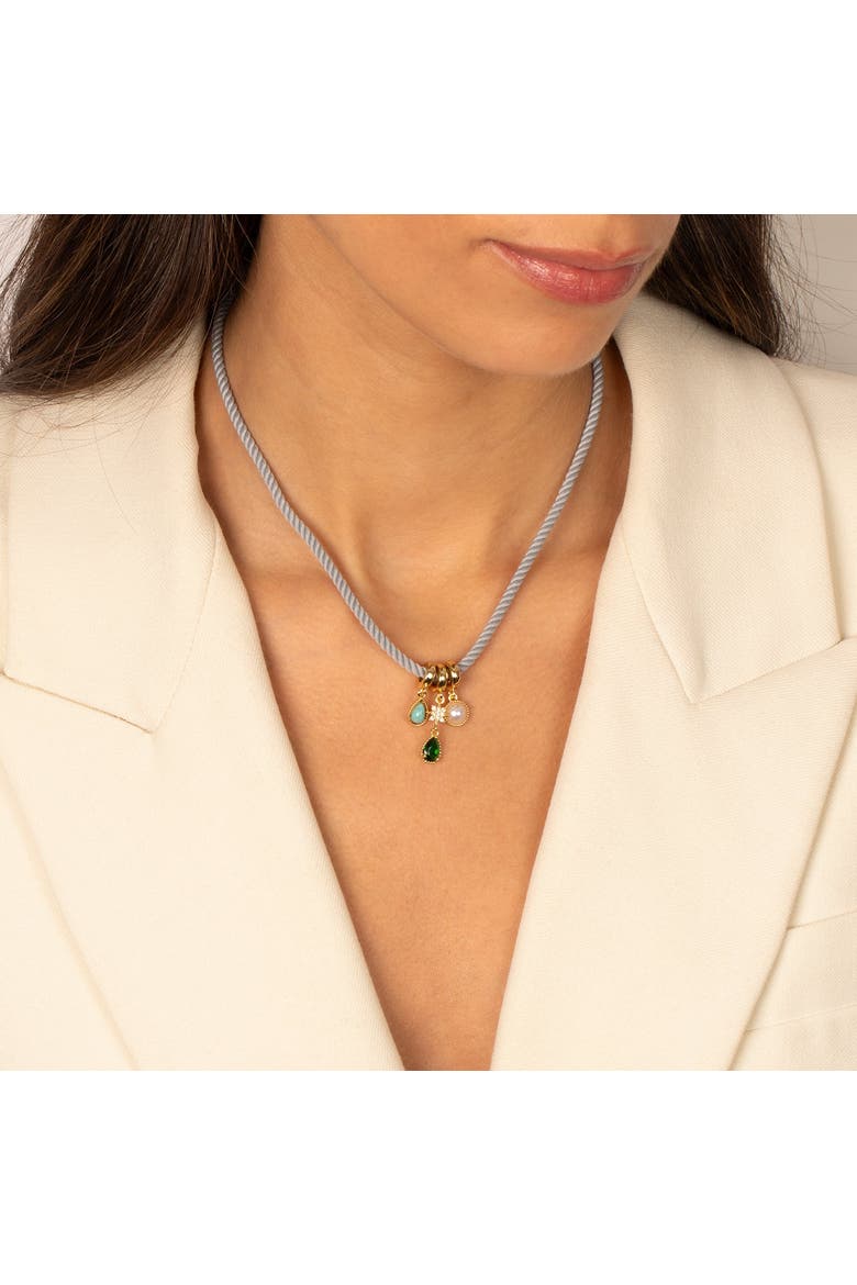 Turquoise CZ Teardrop Charm, Alternate, color, Turquoise