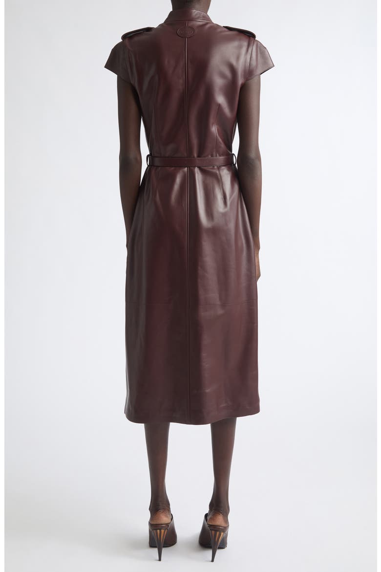 Leather Midi Shirtdress, Alternate, color, LACQUER