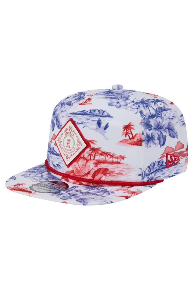 Men's New Era White Los Angeles Angels Printed Island Golfer Snapback Hat, Main, color, White