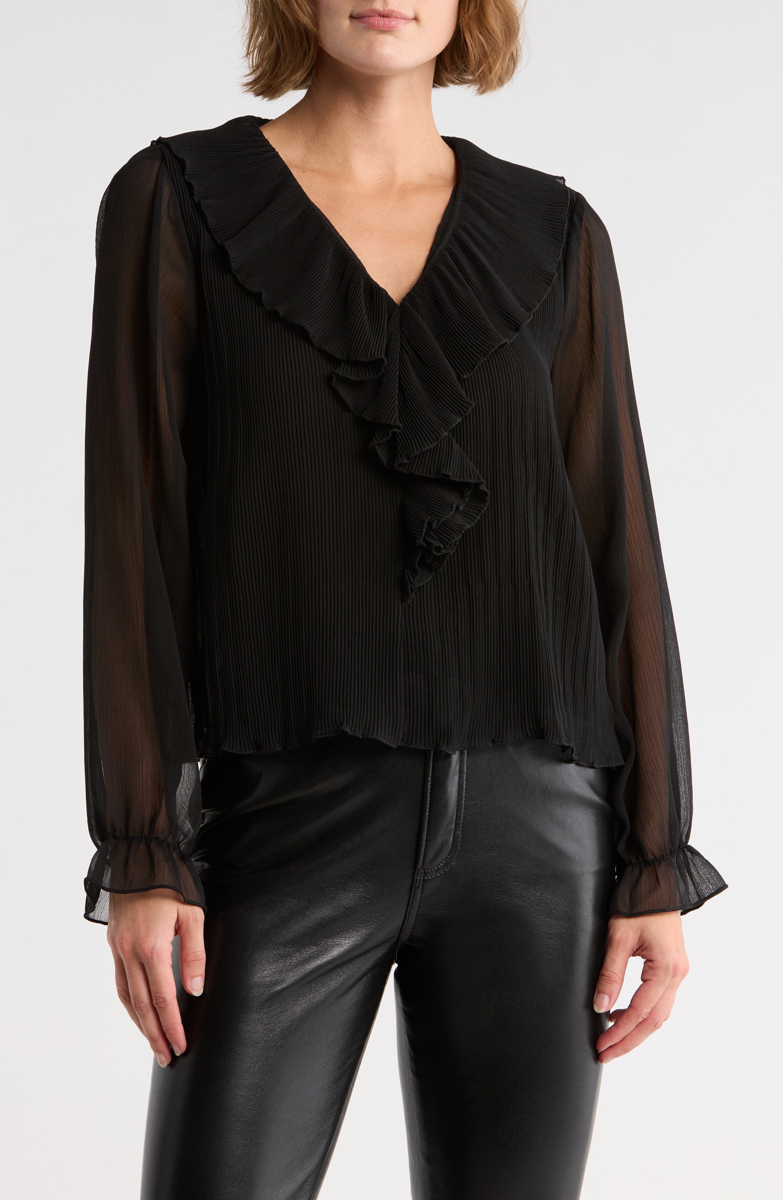 Muse Three Quarter Sleeve Ruffle Top